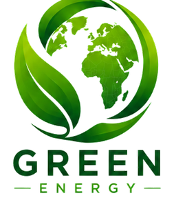 Green energy globe and leaf icon